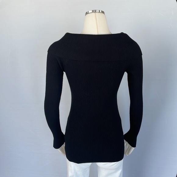 WHBM Black Cowl Neck Slit Sleeve Sweater X Small - Picture 12 of 14